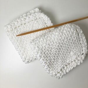 Set of two handmade knitted cotton dish cloths